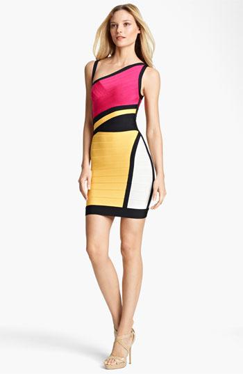Herve Leger Colorblock Bandage Dress