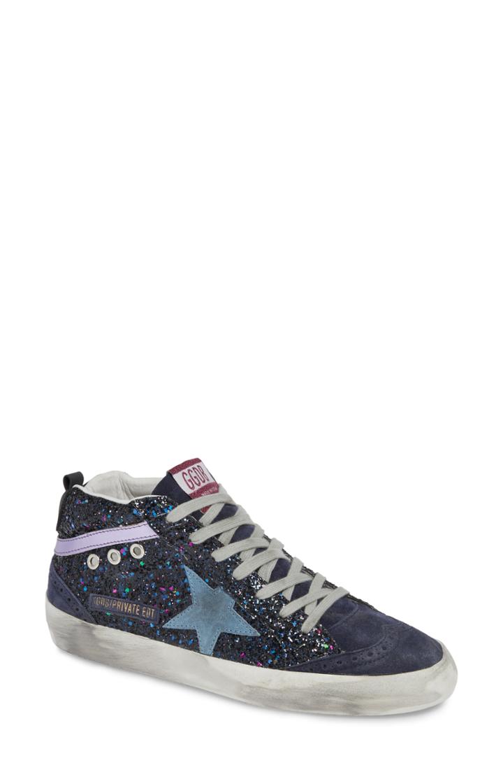 Women's Golden Goose Mid Star Glitter Sneaker Us / 36eu - Blue