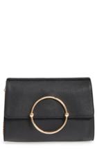 Milly Astor Pebbled Leather Flap Clutch - Black