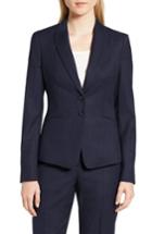 Women's Boss Jibena Check Wool Suit Jacket - Blue