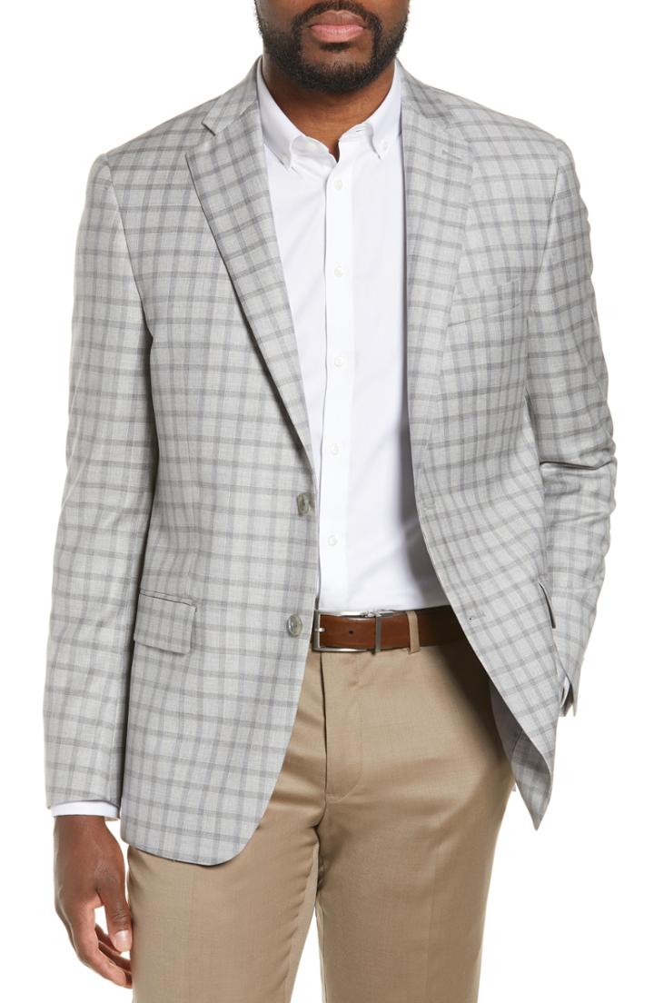 Men's Hart Schaffner Marx Classic Fit Check Wool Sport Coat R - Beige