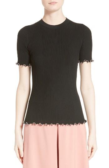 Women's Alexander Wang Ruffled Rib Knit Tee - Black