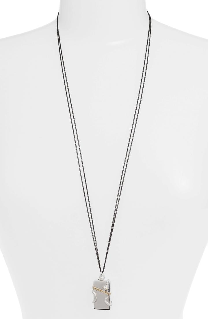 Women's Monica Rich Kosann White Sapphire Snake Vesta Locket Necklace