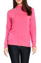 Women's Wallis Beaded Mock Neck Sweater - Pink