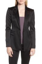 Women's Lewit Puff Shoulder Satin Blazer - Black