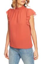 Women's 1.state Flutter Sleeve Smocked Neck Blouse - Pink