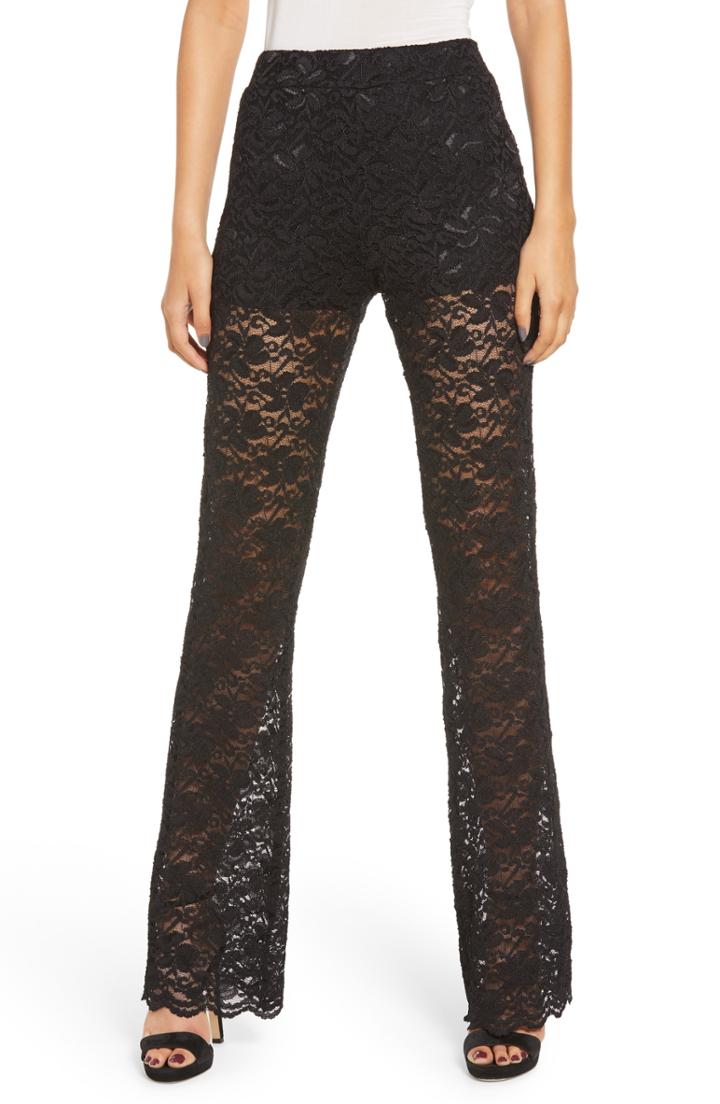 Women's Leith High Waist Lace Pants, Size - Black