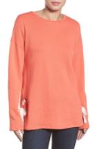Women's Caslon Lace-up Side Sweatshirt - Coral