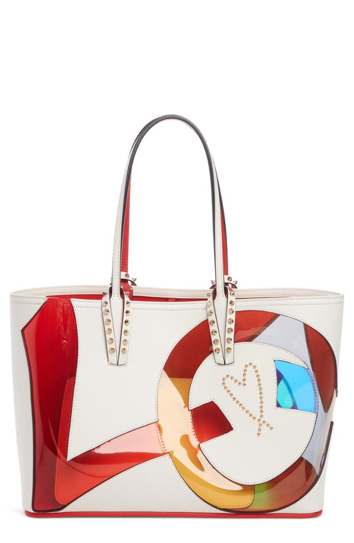 Christian Louboutin Small Cabata Love Embellished Leather Tote - Brown