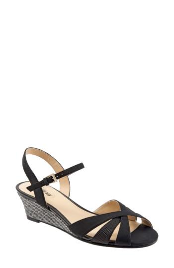 Women's Trotters 'mickey' Wedge Sandal .5 M - Black