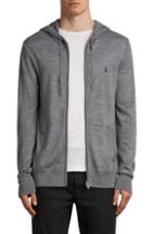Men's Allsaints Mode Slim Fit Merino Wool Zip Hoodie, Size - Grey