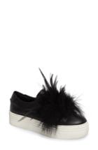 Women's Here / Now Lily Feather Pom Slip-on Platform Sneaker .5 M - Black