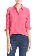 Women's Equipment 'slim Signature' Silk Shirt - Coral