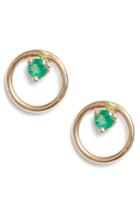 Women's Zoe Chicco Single Emerald Open Circle Stud Earrings