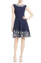 Women's Milly Embroidered Knit Fit & Flare Dress
