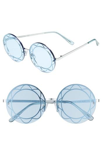 Women's Circus By Sam Edelman 55mm Round Sunglasses - Silver/ Blue Lens