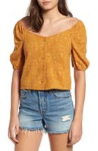 Women's Moon River Embroidered Puff Sleeve Top - Yellow