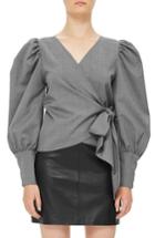 Women's Topshop Boutique Puff Sleeve Wool Wrap Blouse Us (fits Like 0) - Grey