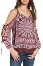 Women's Ella Moss Mosaic Cold Shoulder Top - Burgundy