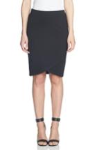 Women's Cece Ponte Faux Wrap Pencil Skirt - Black