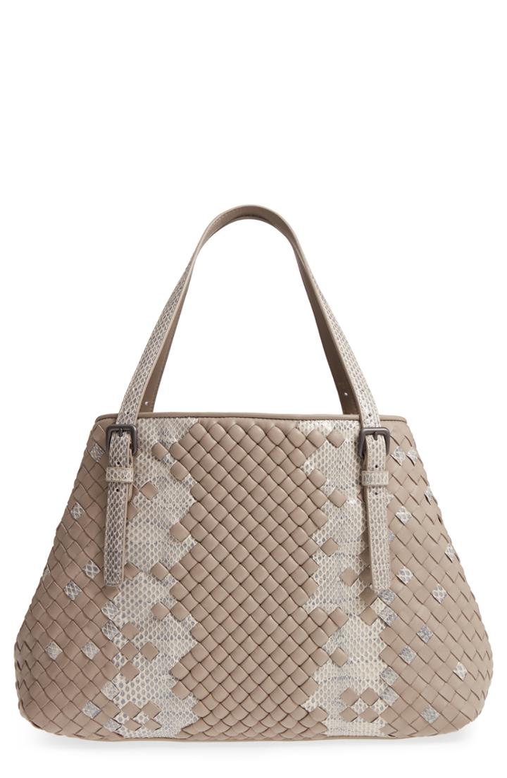 Bottega Veneta Cesta Intrecciato Leather & Genuine Snakeskin Tote -