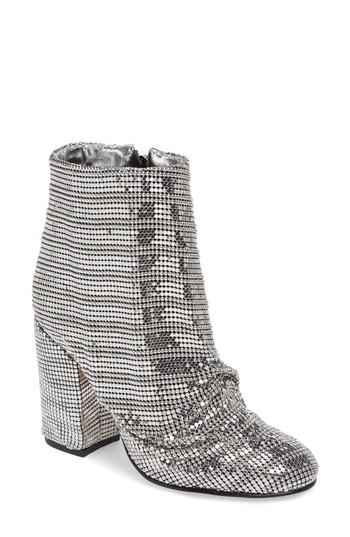 Women's Schutz Taise Ruched Mirror Mesh Bootie .5 M - White