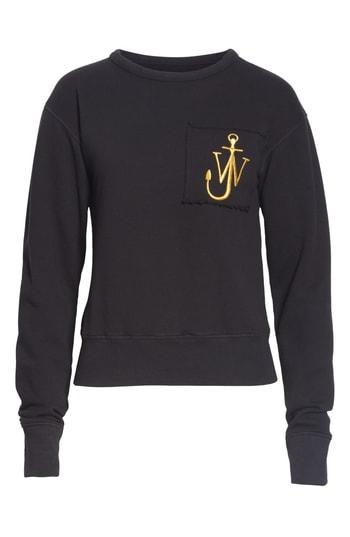 Women's Jw Anderson Raw Edge Logo Sweatshirt - Black