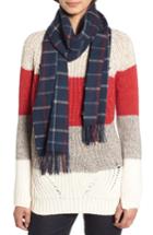 Women's Barbour Country Tattersall Wool Scarf, Size - Blue