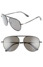 Women's Tom Ford 59mm Aviator Sunglasses - Black Matte Frame/ Black