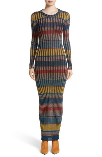 Women's Missoni Metallic Stripe Knit Maxi Dress Us / 40 It - Blue