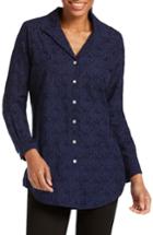Women's Foxcroft Ivy Mosaic Embroidery Cotton Tunic Top