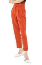 Women's Topshop Ayla Belted Eyelet Trouser Us (fits Like 0) - Metallic