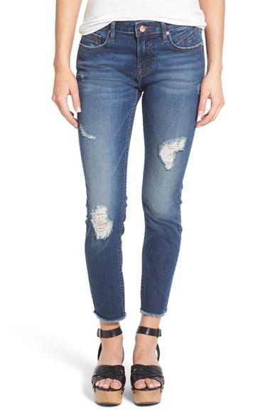 Women's Vigoss Distressed Raw Hem Skinny Jeans