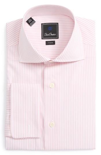 Men's David Donahue Trim Fit Stripe Dress Shirt 32/33 - Pink