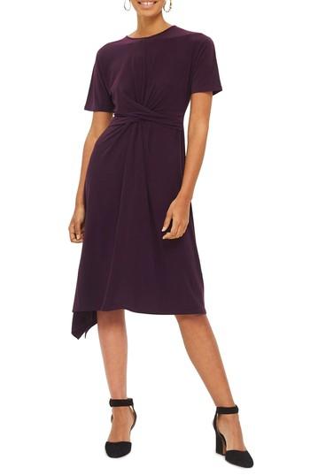 Women's Topshop Twist Front Jersey Midi Dress Us (fits Like 0) - Purple