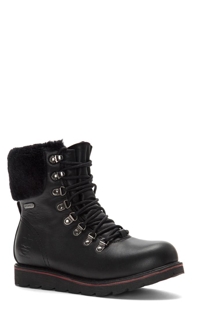 Men's Royal Canadian Lethbridge Waterproof Plain Toe Boot With Genuine Shearling M - Black