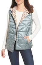 Women's Bernardo Reversible Hooded Down & Primaloft Vest - Blue/green