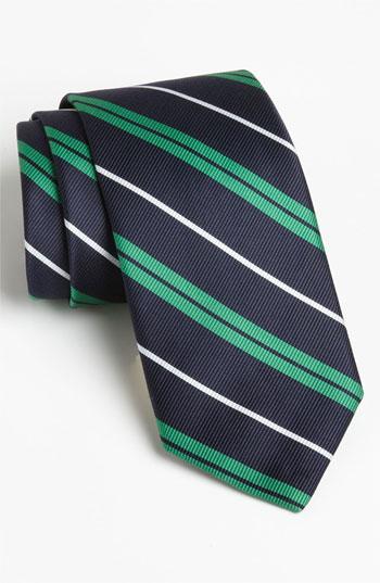 Robert Talbott Woven Silk Tie Black/ Green Stripe