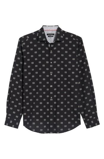 Men's Bugatchi Classic Fit Spaced Out Sport Shirt, Size - Black