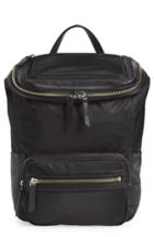 Vince Camuto Patch Nyl Leather & Nylon Backpack - Black