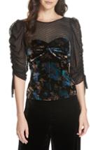 Women's Rebecca Taylor Velvet Illusion Lace Blouse - Black
