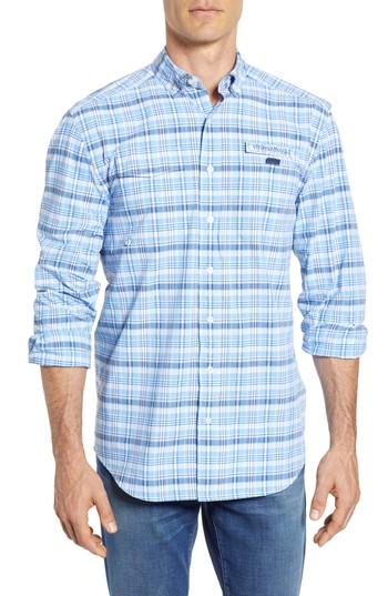 Men's Vineyard Vines Prospect Hill Harbor Regular Fit Plaid Performance Sport Shirt - Blue