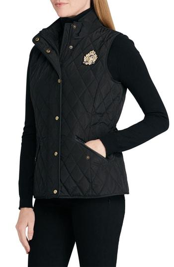 Petite Women's Lauren Ralph Lauren Quilted Vest P - Black
