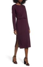 Women's All In Favor Rib Knit Midi Dress - Burgundy