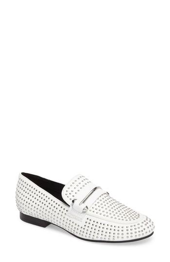 Women's Steve Madden Kast Studded Loafer .5 M - White