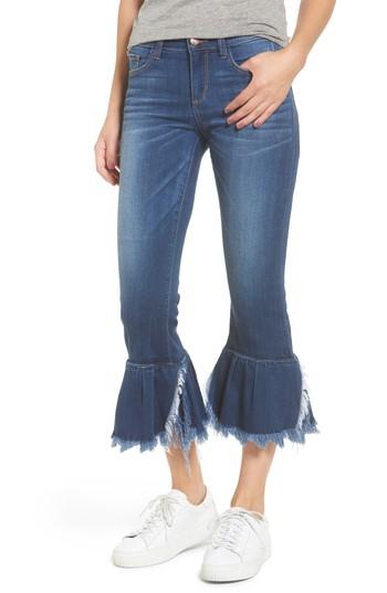 Women's Sp Black Ruffle Hem Jeans