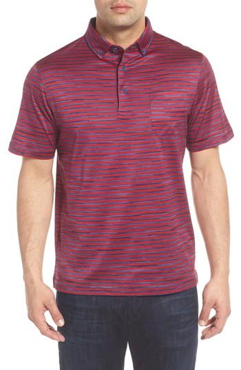Men's Bugatchi Stripe Knit Polo - Red