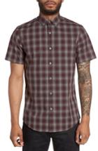 Men's Calibrate Plaid Non-iron Sport Shirt, Size - Burgundy