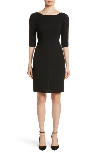 Women's Carmen Marc Valvo Double Face Wool Crepe Sheath Dress - Black