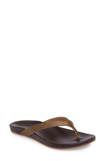 Women's Olukai 'hi Ona' Flip Flop M - Metallic